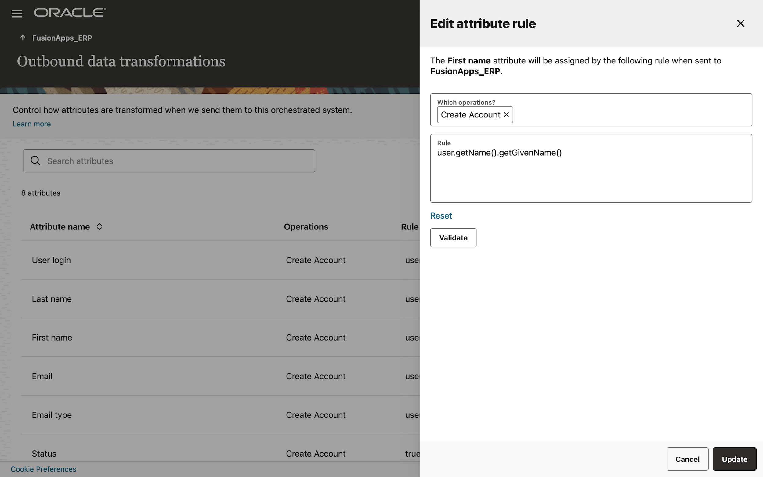 Inbound and outbound data transformation view