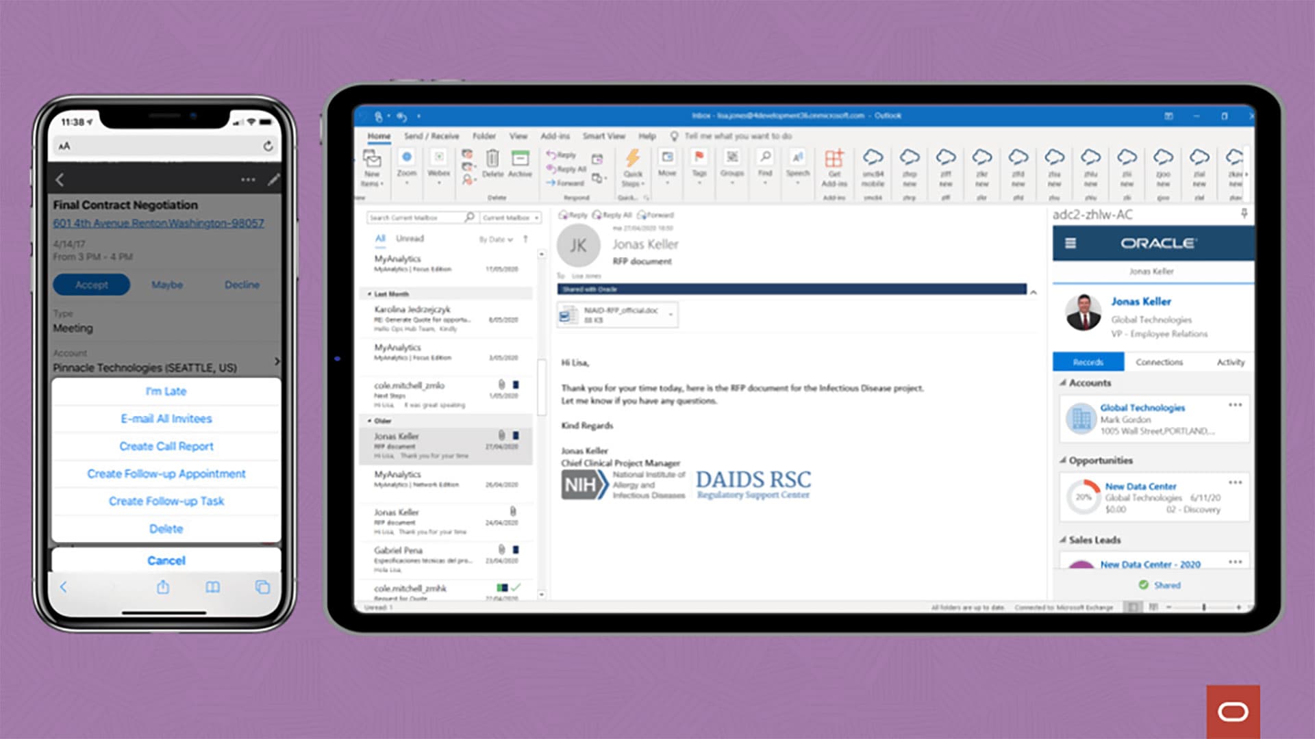 Sales account management mobile and desktop screens