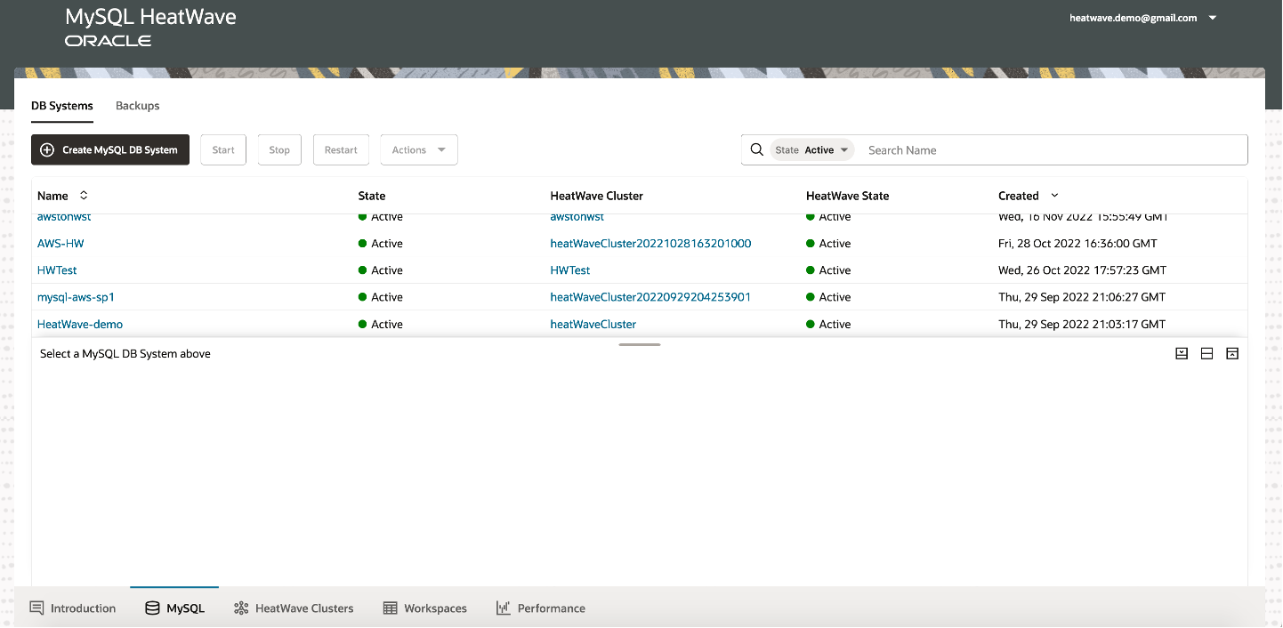 Creating Backups - HeatWave console