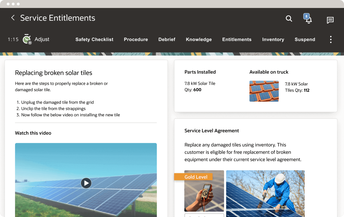 Action-driven infolets within the sales dashboard