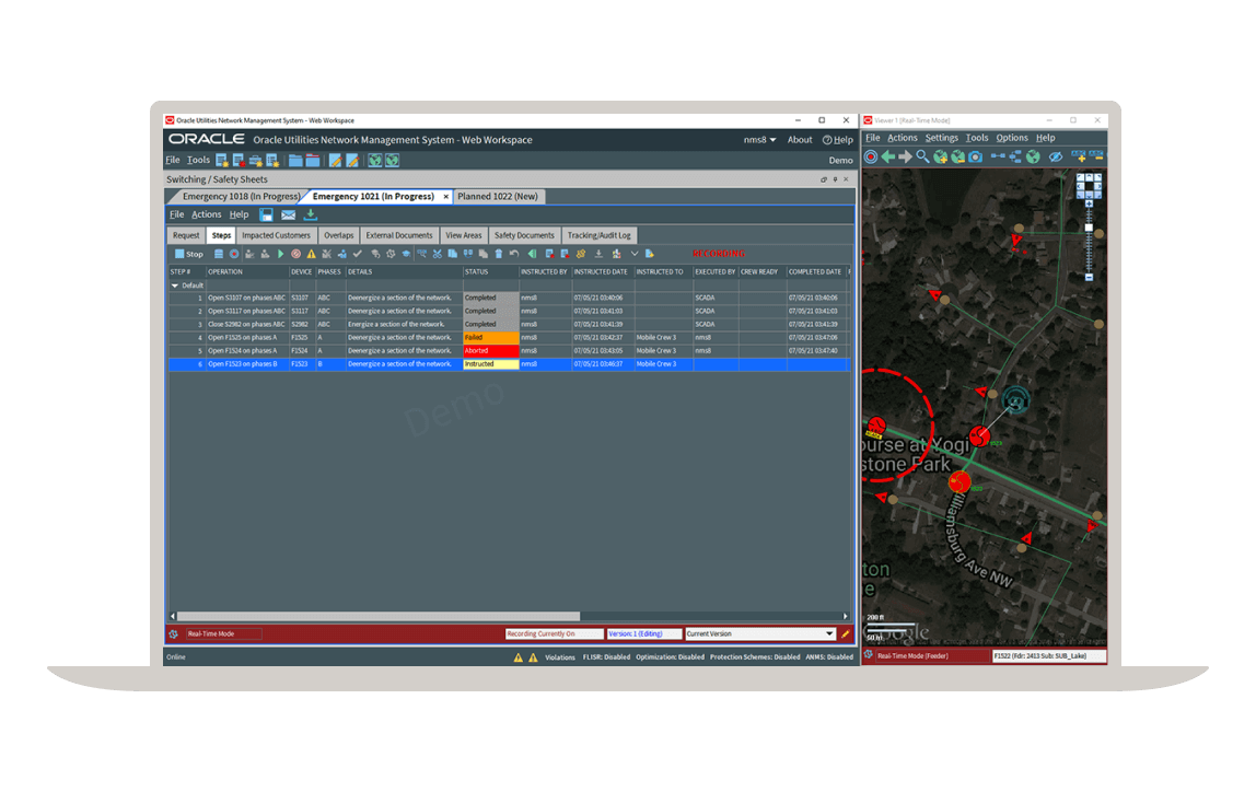 Network switching screenshot