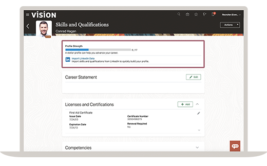 LinkedInプロフィールのインポートのスクリーンショット