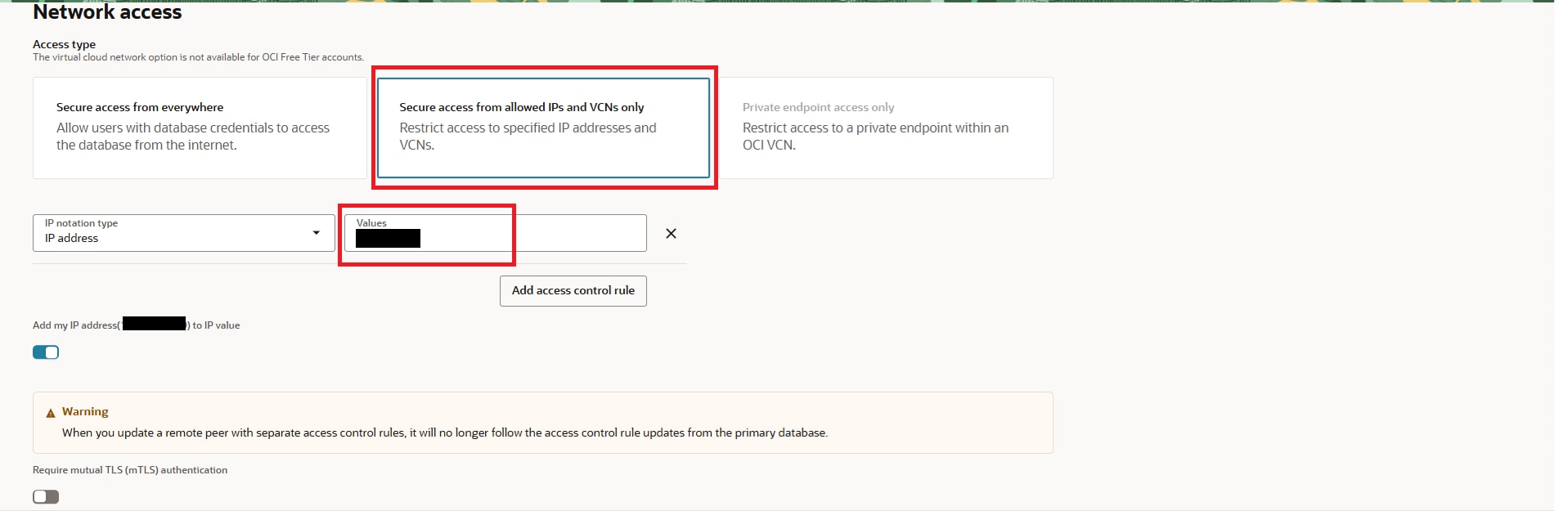 Screenshot of Oracle Autonomous Cloud database creation button